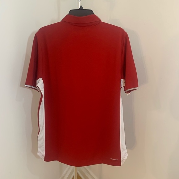 New Adidas Mens Utility Polo Shirt Golf Top Red - Picture 3 of 13